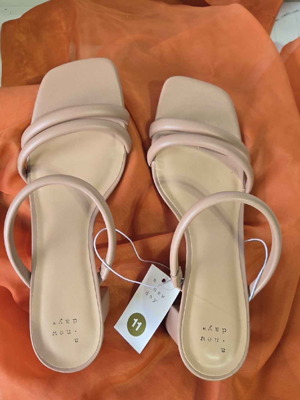 a new day Blush Pink Square-Toe Dual Strap Heels